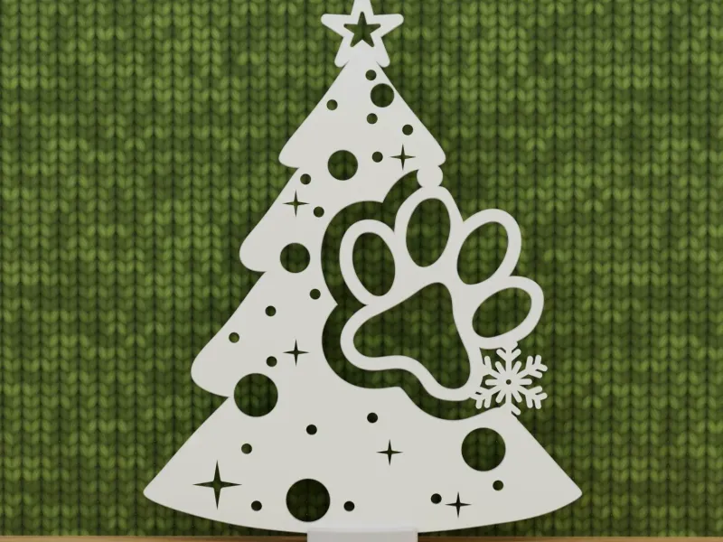 Christmas tree with dog paw - stand or ornament