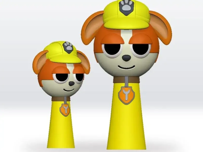 Sprunki Paw Patrol Rubble STL file 3D Model Character Fanart