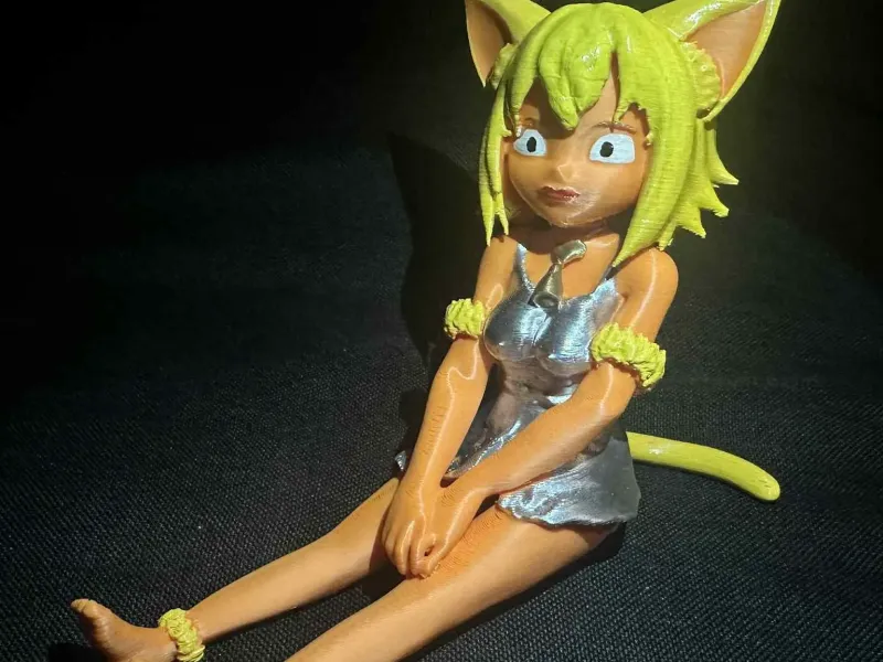 Busty Anime Cat Woman with Bell on neck – Adult Figurine