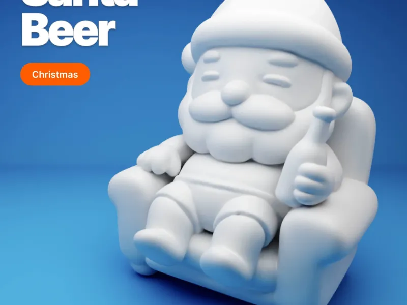 Beer-Drinking Chill Santa – Relaxed Christmas 3D Printable F