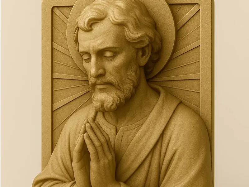 Saint Joseph: Guardian in Prayer (3D Bursting Faith Card)