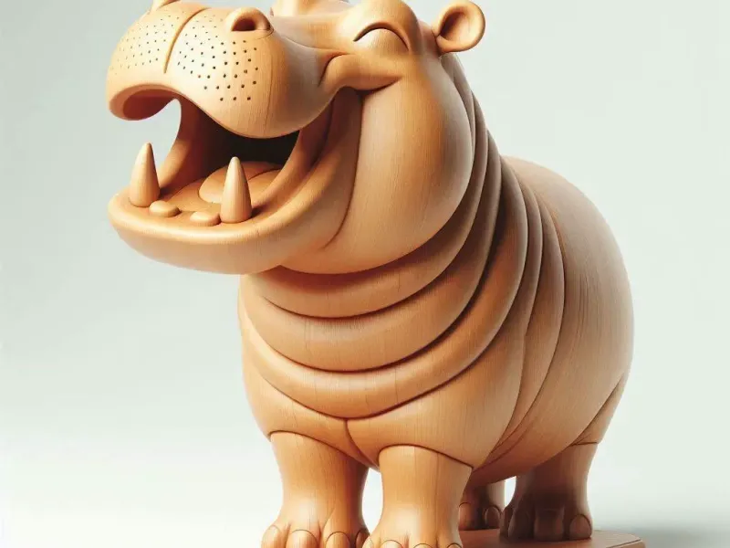 3347 Laughing Hippopotamus Full-Figure 3D-Printed Wooden STL