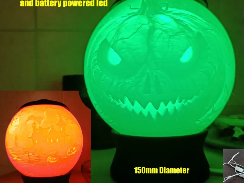 Halloween Pumpkin Lithophane Night Light Lamp