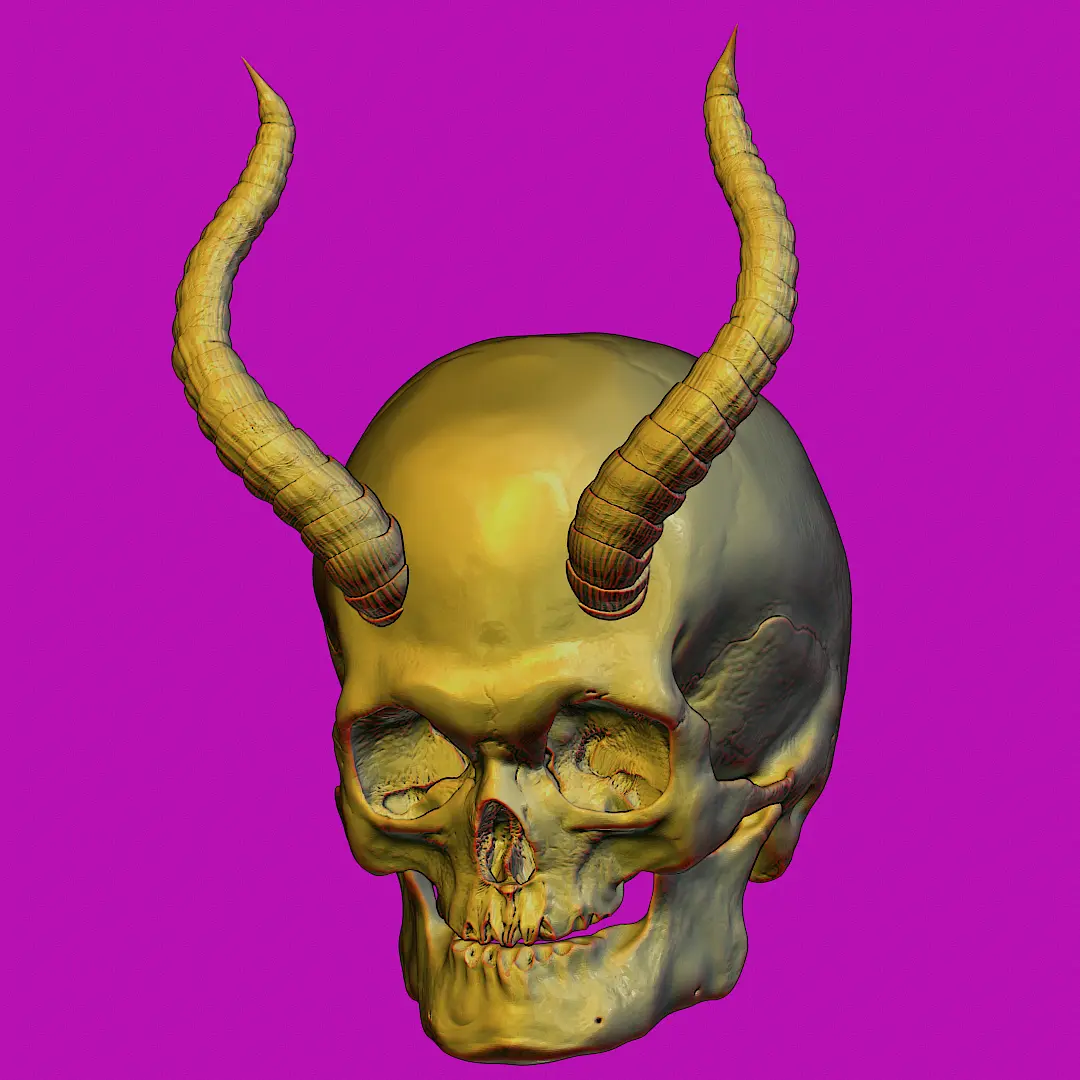 Old Skull with Horns