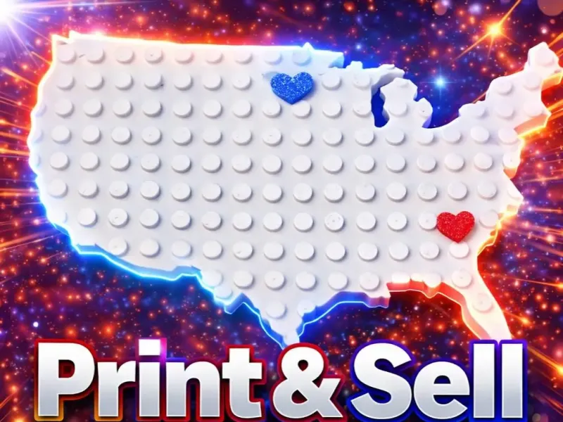 USA magnet with movable Heart block brick