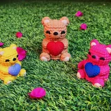 Bear Love - Valentine's Day multicolor knitted container.