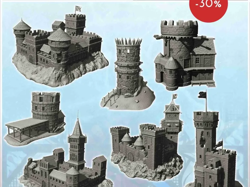 Middeleeuwse kastelen pakket nr. 1 - miniaturen warhammer scenery t