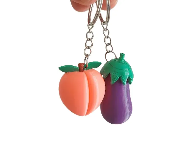Eggplant, Peach Keychains
