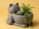Cute Cat Planter STL Succulent Pot Home Decor-1