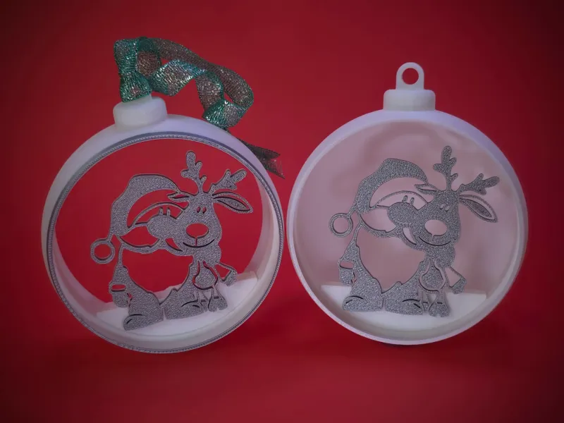 Christmas Bauble Santa Claus and Reindeer