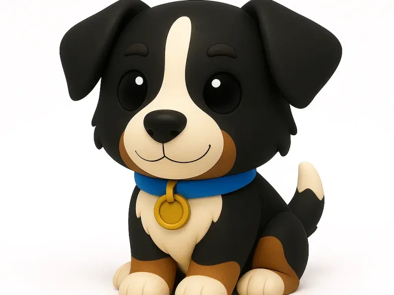 🐶 Chibi Border Collie – The Smart Pup (Tricolor Edition)

