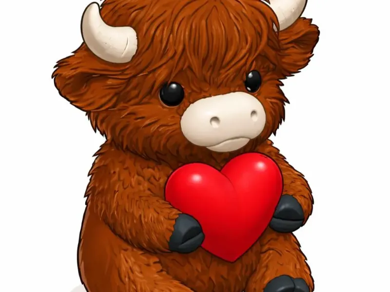 Cute Valentine’s Highland Cow with Heart