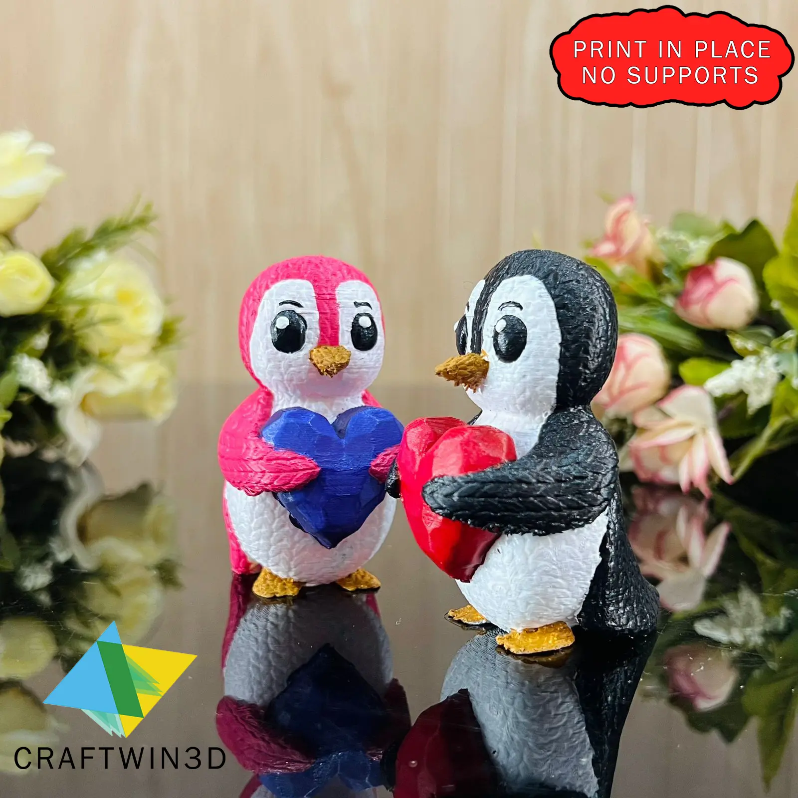 CUTE PENGUIN HOLDING HEART - KNIT STYLE 3D MODEL