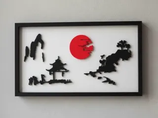 Minimalist Japanese Landscape 3D Wall Art