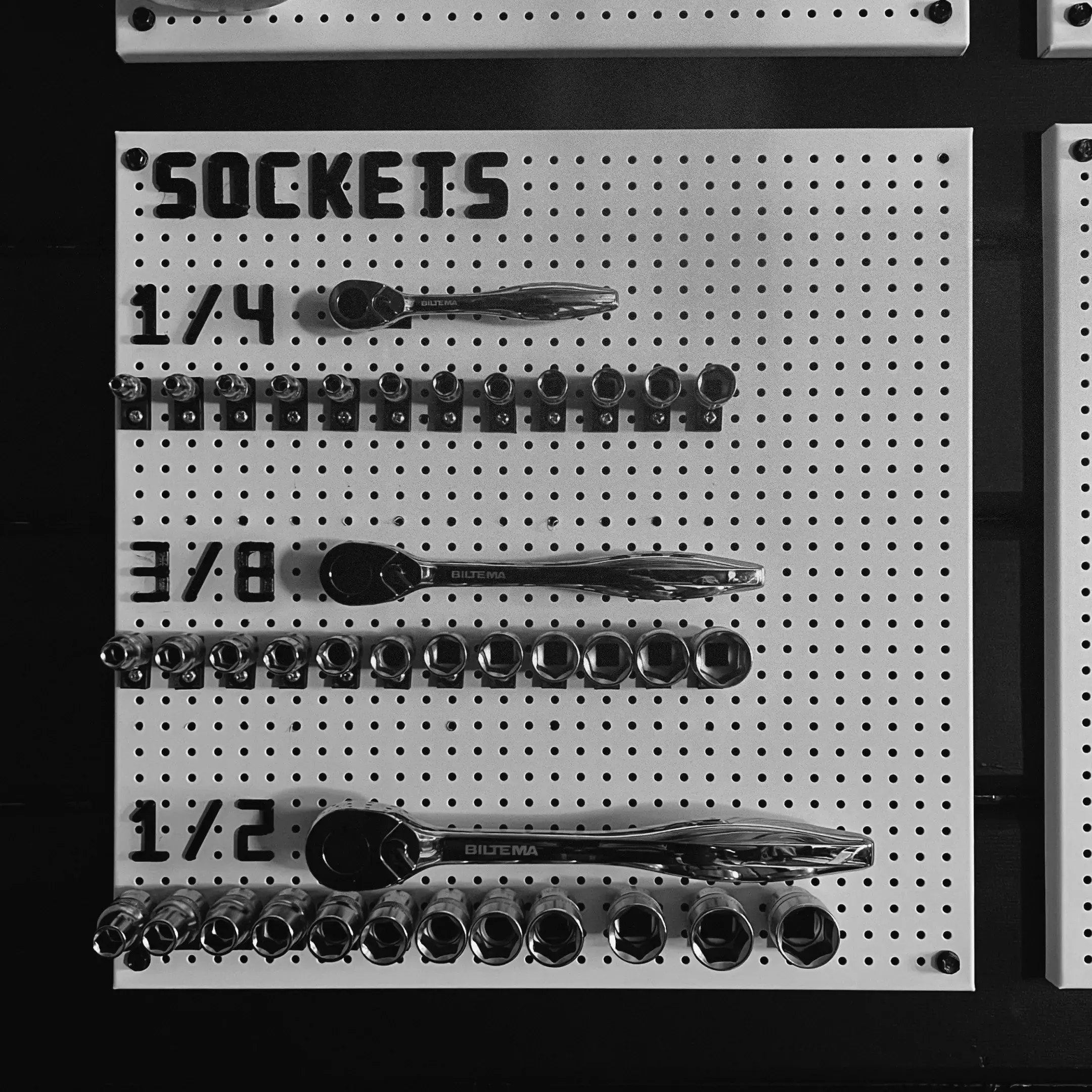 Pegboard kit (Biltema) - Ratchet and socket holders