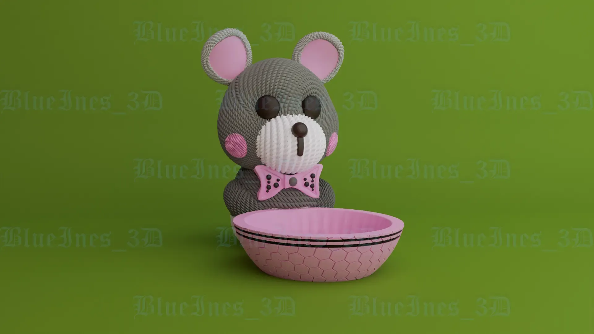 Cute crochet teddy bear with (honeycomb) bowl