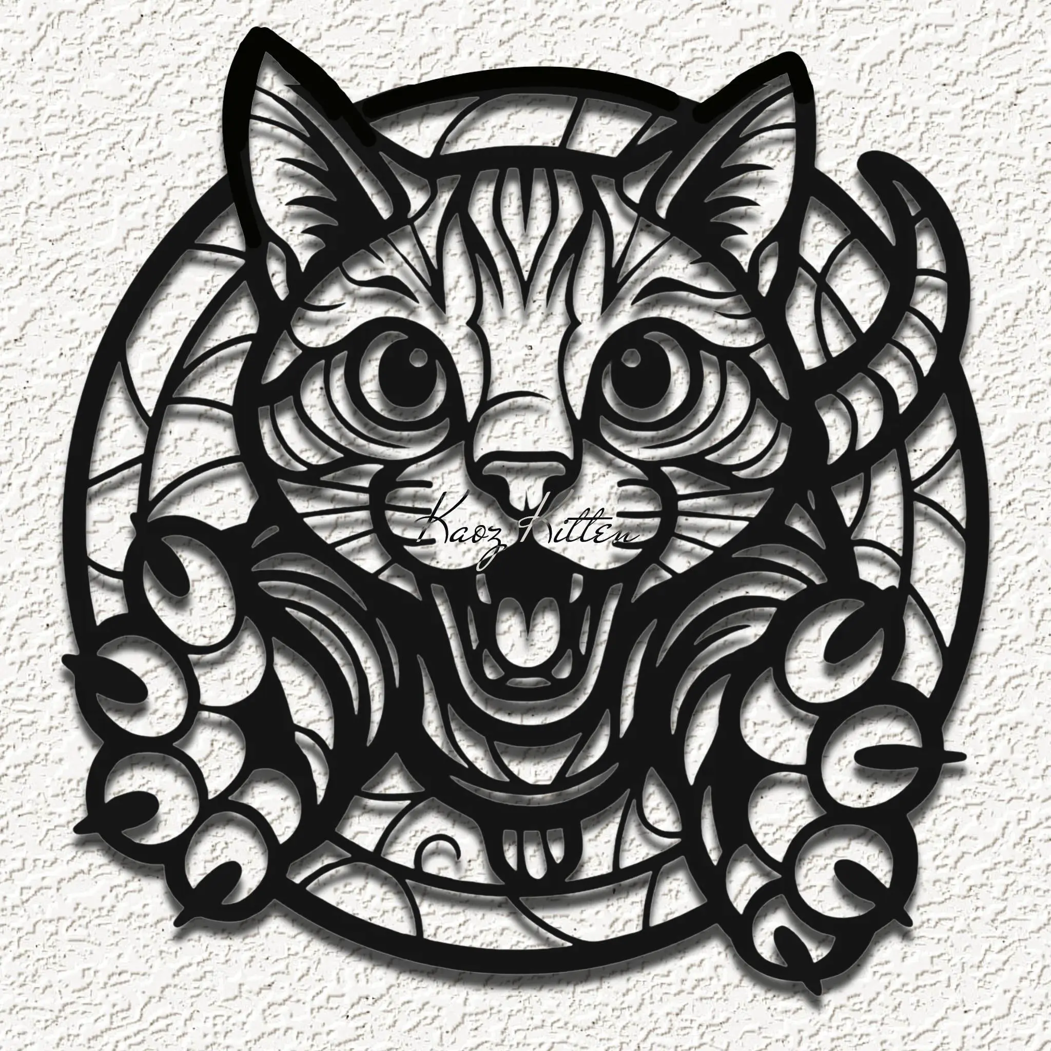 kitty cat glass wall art home decor