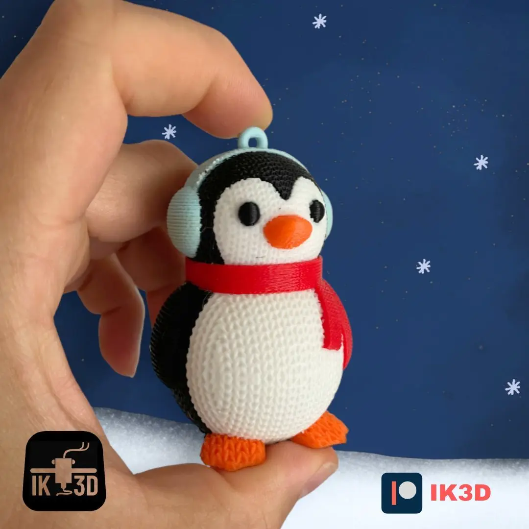 KNITTED PENGUIN FIGURINE AND ORNAMENT - NO SUPPORTS - COLOR