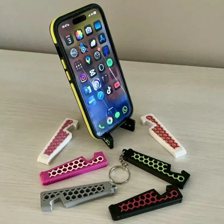 Device Stand Holder with HEX Patterns (DUAL COLOR 3MF)