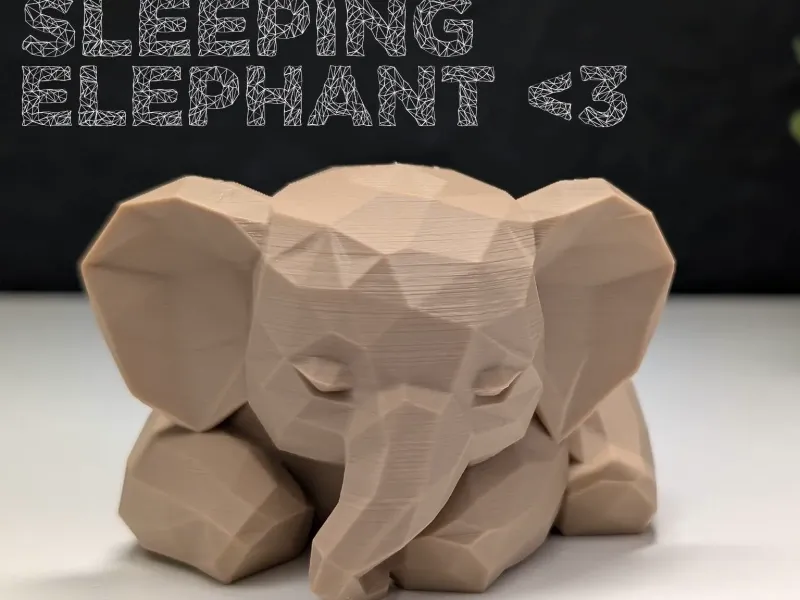 Éléphant endormi Low Poly