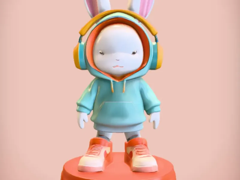 Stylish Bunny with Headphones and Hoodie