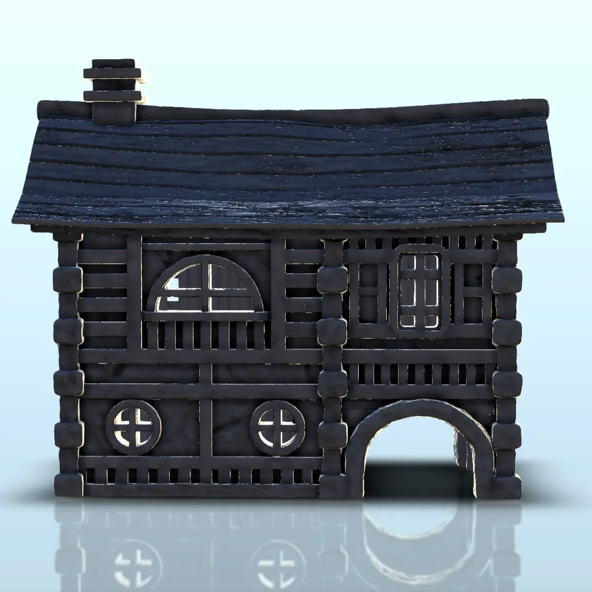 Medieval house in wood and stone with vaulted passage (6) -