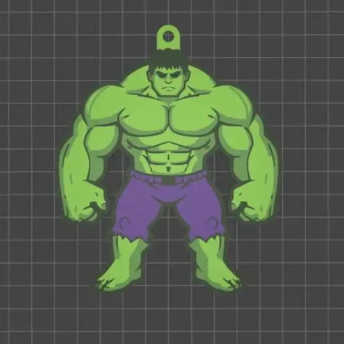 Green comic-style hero keychain