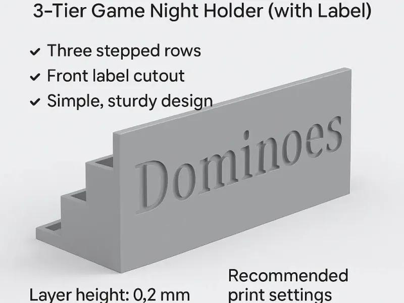 Vassoio per Domino 3D | Supporto a 3 Livelli per Serate di Gioco (con Etichetta)