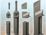 Large futuristic control tower with antenna and high platfor-1
