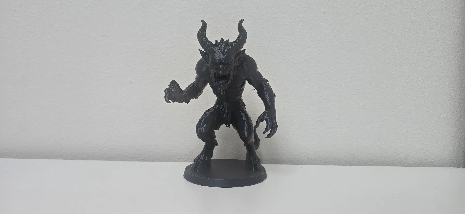 Snarling Demon with Curved Horns Christmas Figure