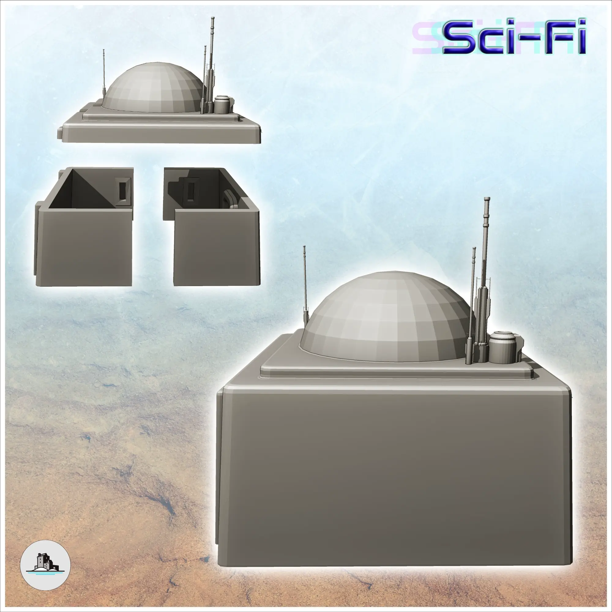 Tatooine futuristic house with roof sphere and antennas (6)