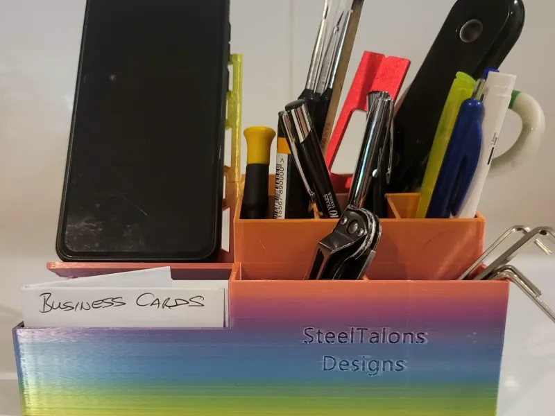 organizer da scrivania con portatelefono e portacarte integrati