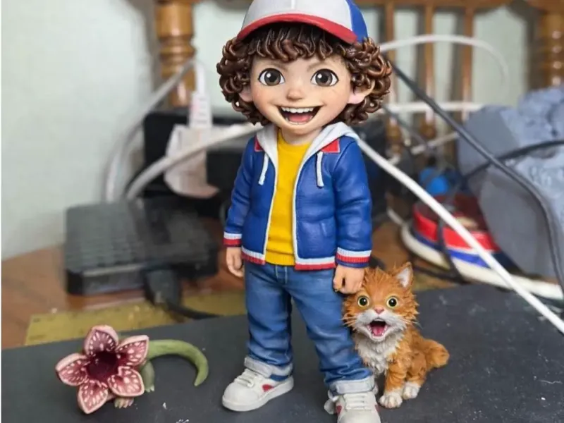 Stranger Things Chibi – Dustin, Dart & Scared Cat