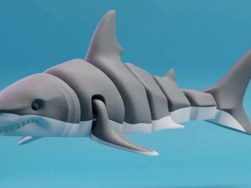 Articulated great white shark