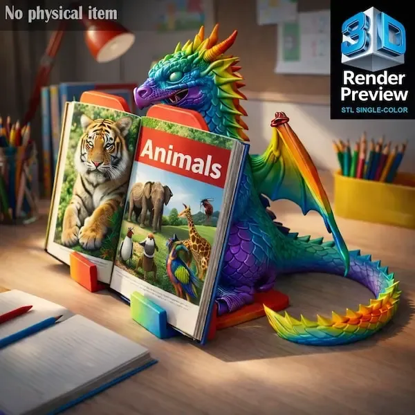 Rainbow Dragon Book Stand STL