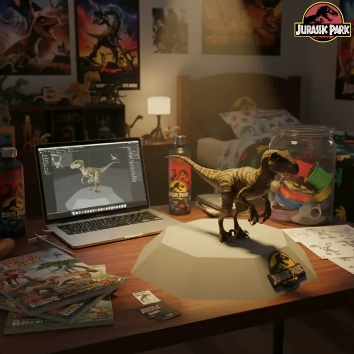 Blue Velociraptor Fan Figure - Miniatures - PLA - 3D printed product - фото 4