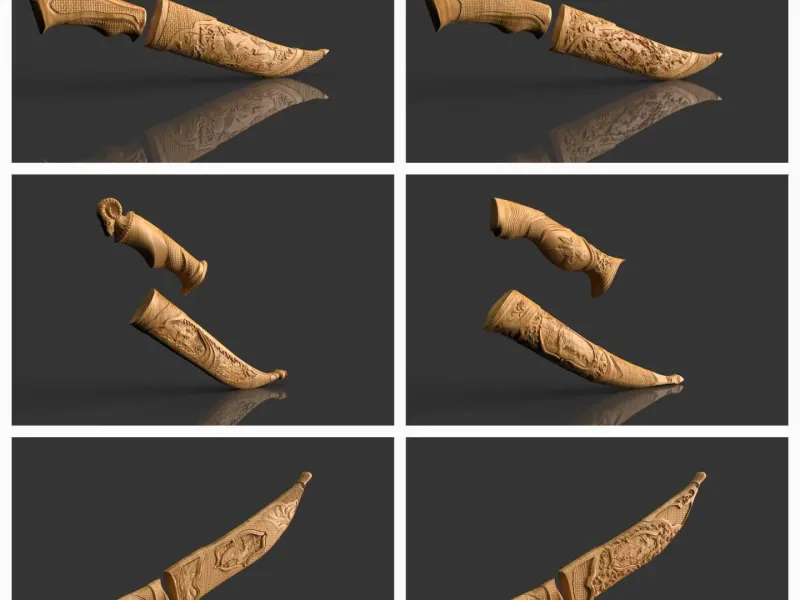 Knife handle with scabbard.
