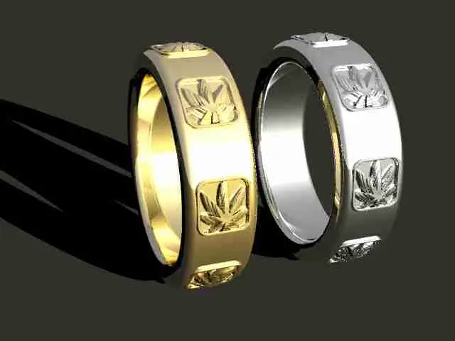 anillo de joyería temática de cannabis.