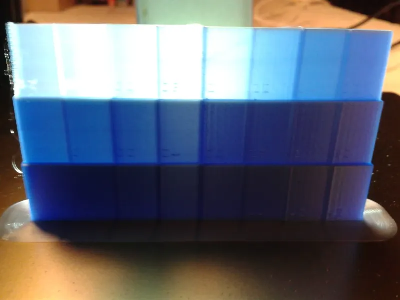 Ensaio de litofano (4,8 mm a 0,2 mm com passos de 0,2 mm)