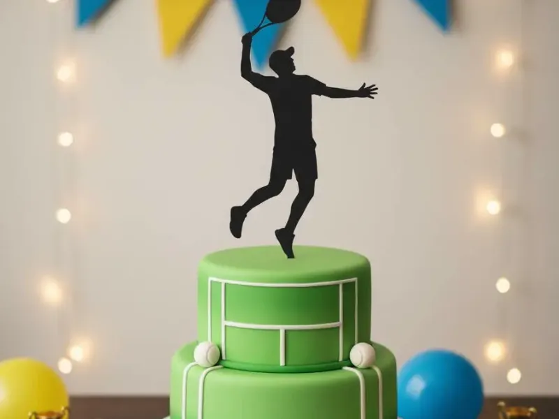 A tennis player cake topper