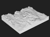 Mountain Terrain Relief Tile – Topographic Landscape STL-7