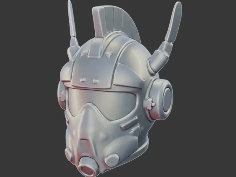 Sci-Fi Helmet with Dual Antennae 3D Print Model
