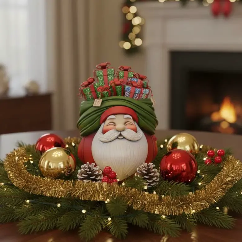 Santa Claus sculpture with gifts