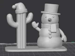 Holiday Desert Cactus and Snowman