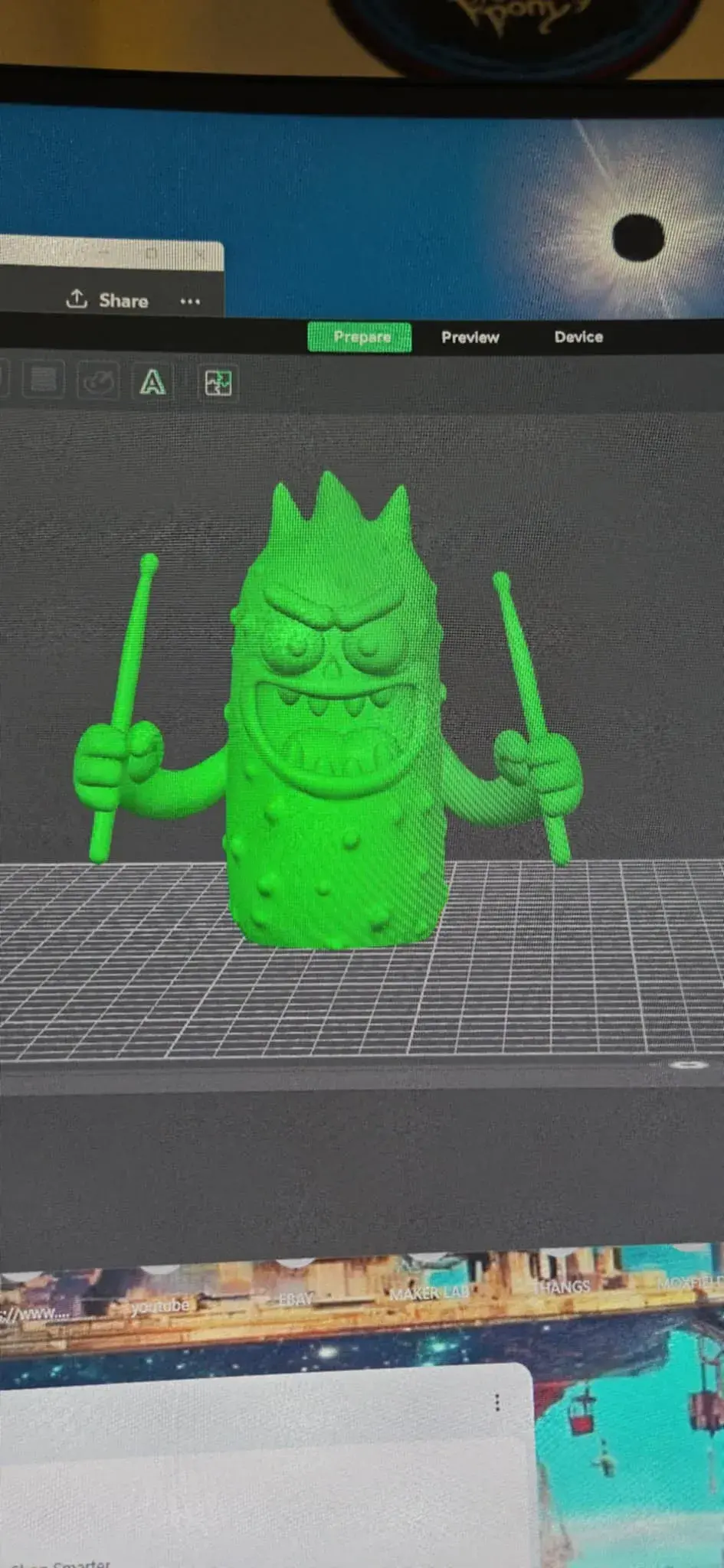 "Claxton"  Drummer Pickle Monster Figure High-hat accessory