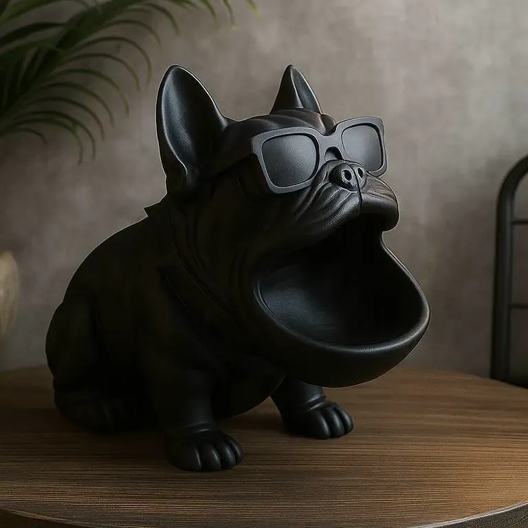 Bulldog Coin Stand – Funny Decor with Sunglasses