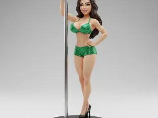Emerald Desire – Green Glitter Pole Dancer Figurine