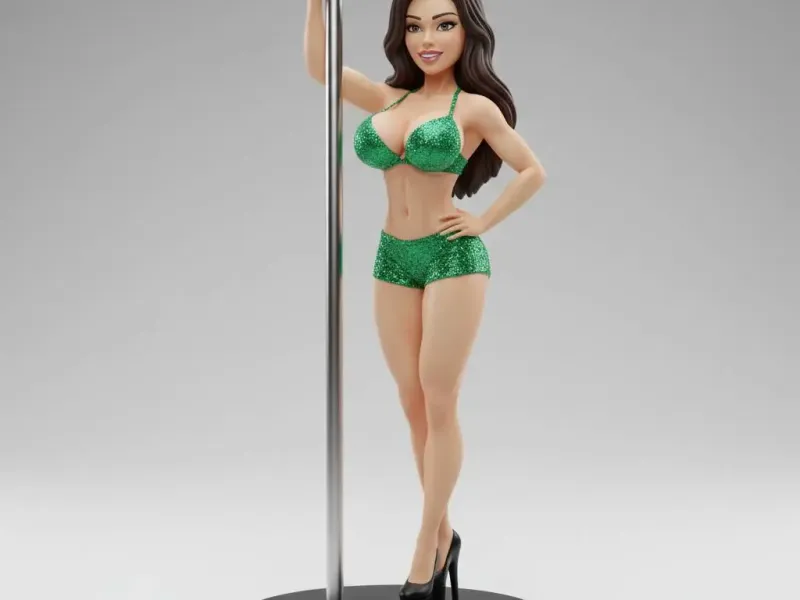 Emerald Desire – Green Glitter Pole Dancer Figurine