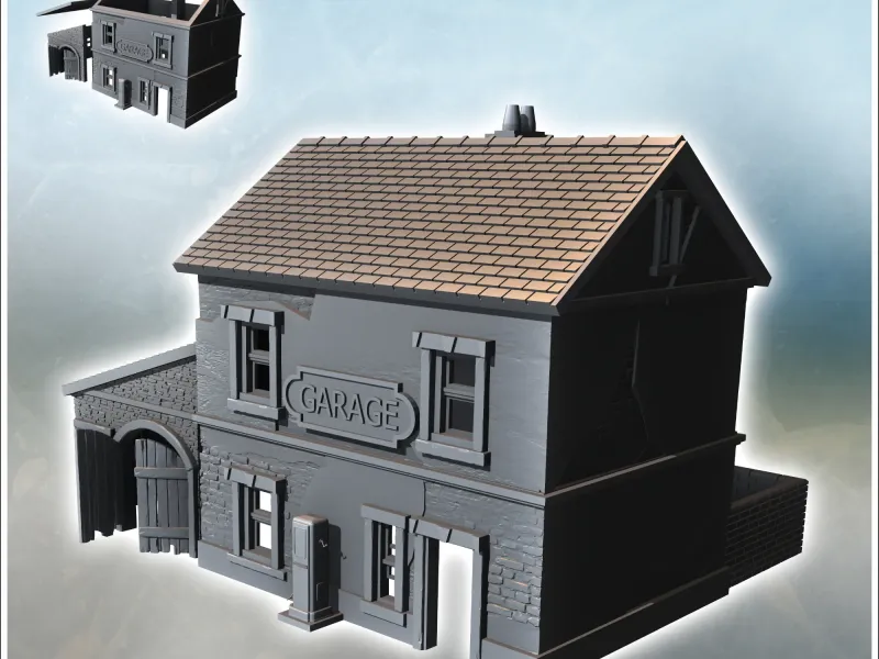 Automobile garage building with annex and gas station (21) -
