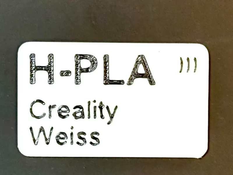 Filament sample and label / Filamentmuster und -Label